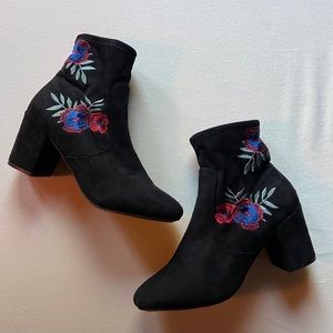Black Floral Sock Bootie